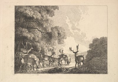 Un Grupo de Ciervos Bebiendo, 1784-88 de Thomas Rowlandson