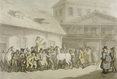 Venta de caballos en el depósito de Hopkins, Barbican, c.1798-1800 de Thomas Rowlandson
