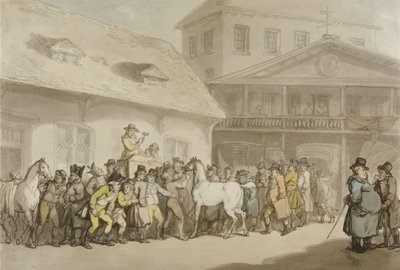 Una subasta de caballos en el «Hopkins’s Repository», en Barbican de Thomas Rowlandson