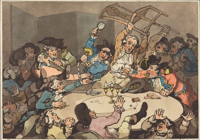 Un alboroto en una mesa de azar de Thomas Rowlandson