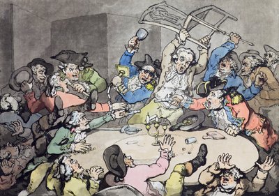 Una patada en una mesa de azar, pub. por J. Harris, 1787 de Thomas Rowlandson