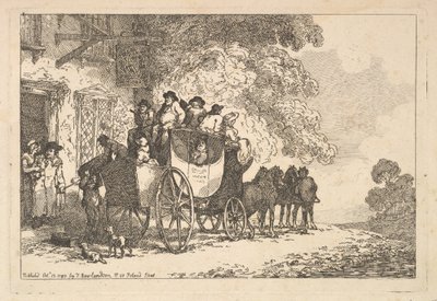 Una diligencia cargada frente a una posada de Thomas Rowlandson