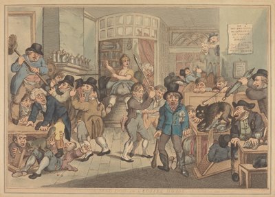 Un perro rabioso en una cafetería de Thomas Rowlandson