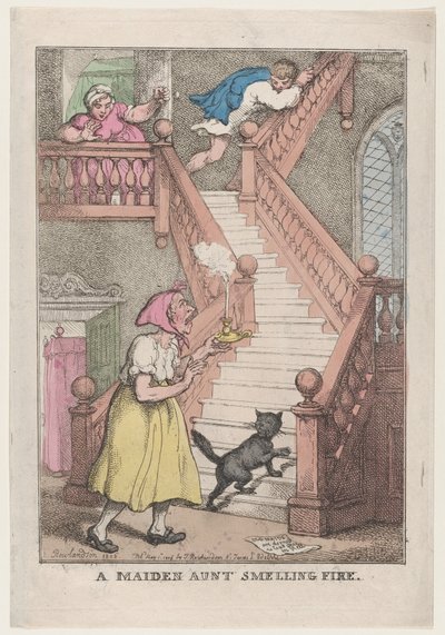 Una tía soltera oliendo fuego, 4 de mayo de 1806 de Thomas Rowlandson