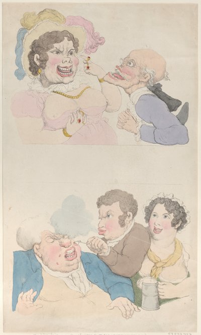 Un Hombre Seducido por una Mujer, y Fumando un Cliente, 1800 de Thomas Rowlandson