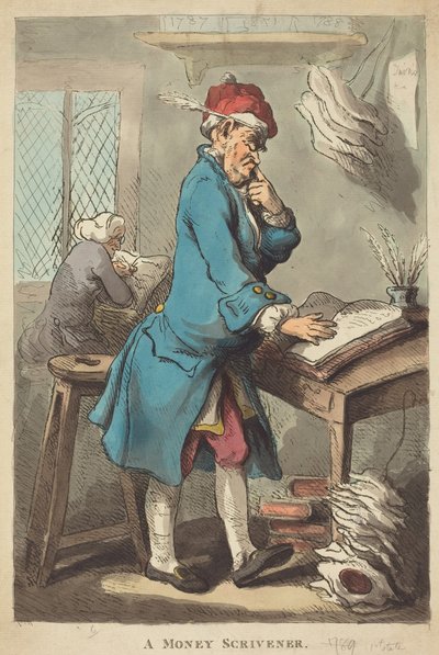 Un escribano financiero de Thomas Rowlandson