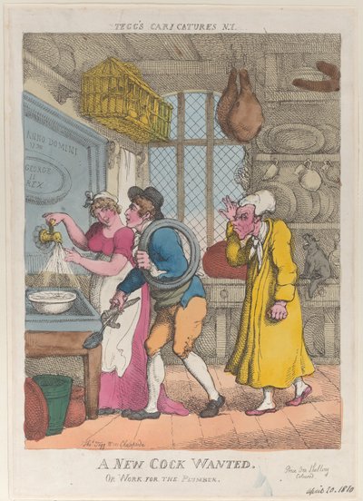 Se necesita un nuevo gallo, o trabajo para el fontanero, 20 de abril de 1810 de Thomas Rowlandson