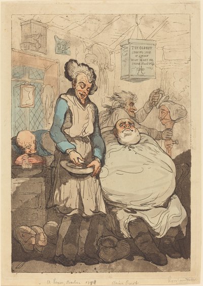 Un barbero de un centavo de Thomas Rowlandson