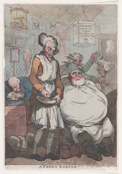 Un barbero de un centavo, 1789 de Thomas Rowlandson