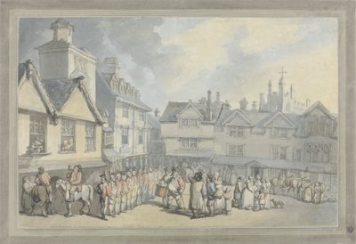 Una reseña en un mercado de Thomas Rowlandson