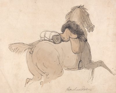 Un caballo de caballería ensillado de Thomas Rowlandson