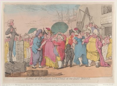 Una Venta de Bellezas Inglesas en las Indias Orientales, [10 de mayo de 1811], reimpresión de Thomas Rowlandson