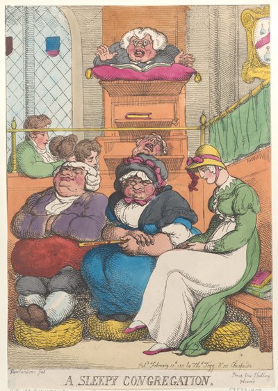 Una congregación soñolienta, 12 de febrero de 1811 de Thomas Rowlandson