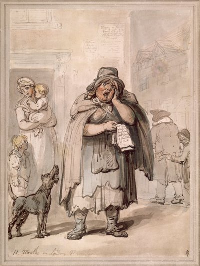Un Vendedor Ambulante en una Esquina de Calle, Londres de Thomas Rowlandson