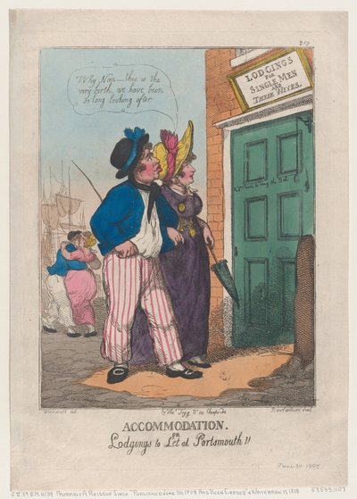 Alojamiento, o Habitaciones en Alquiler en Portsmouth!!, 30 de junio de 1808 de Thomas Rowlandson