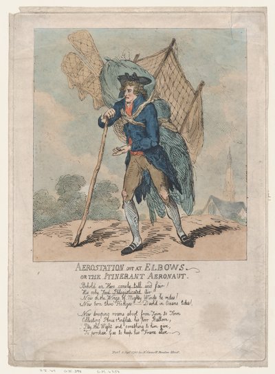 Aerostación en apuros, o El aeronauta itinerante, 5 de septiembre de 1785 de Thomas Rowlandson
