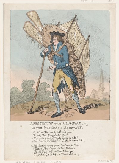 Aerostación en los codos, o El aeronauta itinerante, 5 de septiembre de 1785 de Thomas Rowlandson