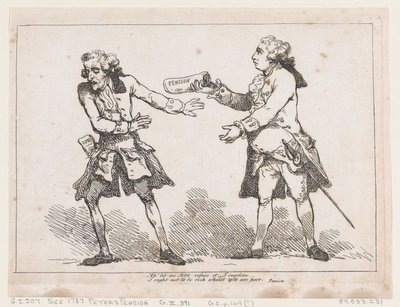 Ah, déjame rechazarlo, de la pensión de Peter por Peter Pindar, Esq. de Thomas Rowlandson