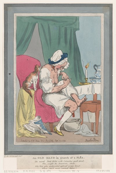 Una Vieja Solterona en Busca de una Pulga de Thomas Rowlandson