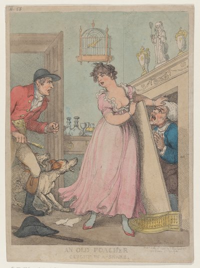 Un Viejo Cazador Furtivo Atrapado en una Trampa, 18 de julio de 1805 de Thomas Rowlandson