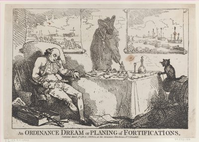 Un sueño de ordenanza o planificación de fortificaciones, 7 de marzo de 1786 de Thomas Rowlandson