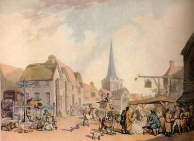 Escena de un viejo pueblo inglés, siglo XVIII de Thomas Rowlandson