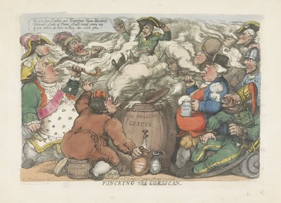 Fumigación del corso, 1813 Funcking the Corsican (título sobre el objeto) de Thomas Rowlandson