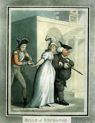 Letras de Cambio, pub. por Rudolph Ackermann de Thomas Rowlandson