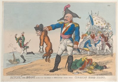 Blucher el Valiente extrayendo el gemido de abdicación del sabueso corso de Thomas Rowlandson