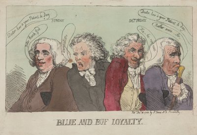 Fidelidad a los Blue y los Buf de Thomas Rowlandson