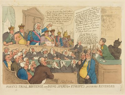 El juicio, la sentencia y el discurso final de Boney de Thomas Rowlandson