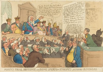 Juicio, sentencia y discurso de muerte de Boney, publicado en 1815 de Thomas Rowlandson