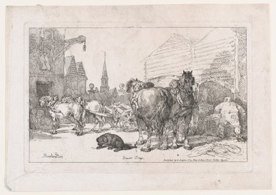 Carros de cerveceros, de Un nuevo libro de caballos y carruajes, 1784 de Thomas Rowlandson