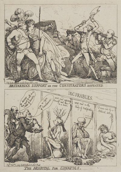 El apoyo de Britannia o la derrota de los conspiradores: el hospital para enfermos mentales de Thomas Rowlandson