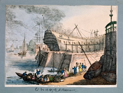 Muelle de Brunswick, Blackwall, Londres de Thomas Rowlandson