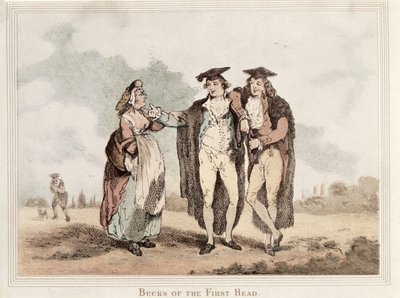 Bucks de la Primera Cabeza, caricatura de estudiantes de Oxford de Thomas Rowlandson
