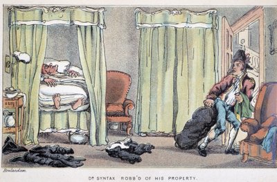 Robo - en “Los tres viajes del Doctor Syntax: en busca del pintoresco consuelo y una esposa” de William Combe, ill. Rowlandson de Thomas Rowlandson