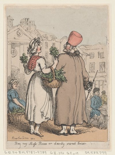 Compra mis rosas musgosas, o dulce escaramujo, 1811 de Thomas Rowlandson