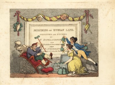 Página de título caligráfico con viñeta del Esqueleto de la Muerte de Thomas Rowlandson