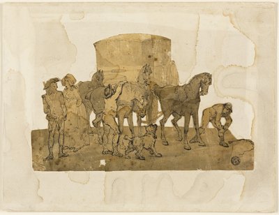 Caballos de carruaje y mozos de cuadra de Thomas Rowlandson