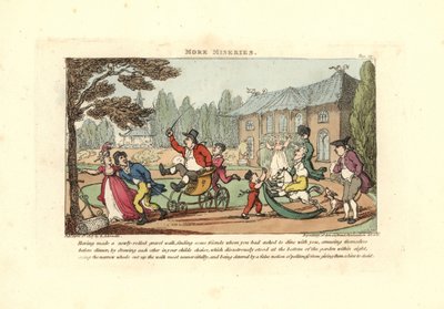 Niños jugando en carretas cortando un camino de grava recién rodado de Thomas Rowlandson