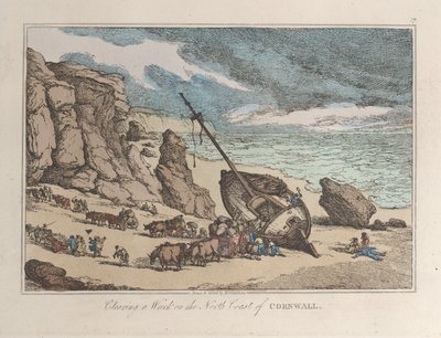 Retirada de los restos de un naufragio en la costa norte de Cornualles de Thomas Rowlandson