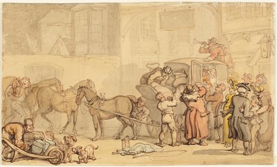 Carruaje Cambiando Caballos de Thomas Rowlandson