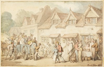 Carruaje cambiando caballos de Thomas Rowlandson