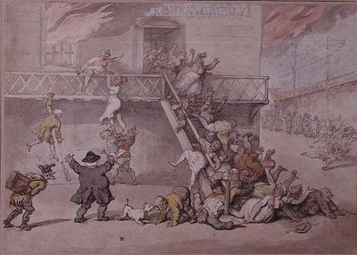 El teatro de Cockburn en llamas de Thomas Rowlandson