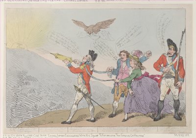 [Col. Topham intentando con su chorro extinguir el genio de Holman], octubre 5, 1785 de Thomas Rowlandson