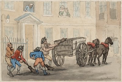 Recolectando el estiércol nocturno, pub. 1788 de Thomas Rowlandson