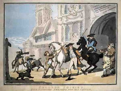 "Jinetes Universitarios, El Tabernero Sudando por su Ganado" de Thomas Rowlandson