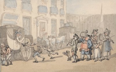 Comodidades de Bath: Llegada de autocares de Thomas Rowlandson