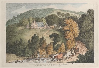 Cabaña cerca del Salto del Diablo en el Ducado de Cornualles, de Vistas en Cornualles, 12 de abril de 1812 de Thomas Rowlandson